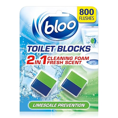 Bloo 2in1 in-Cistern Toilet Blocks Limescale Prevention, 2 x 50g (100g), Toilet Limescale Remover Cistern Block, Toilet Cleaner Block with Cleaning and Foaming Action, Toilet Fresheners - Limescale