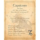 Capricon -The Goat - Zodiac Sign Wall Art, Constellation Design Astrology Decor, Horoscope's Adjectives-Primary Elements Wall Print Ideal For Home Decor, Office Decor, Bedroom Decor. Unframed- 8x10