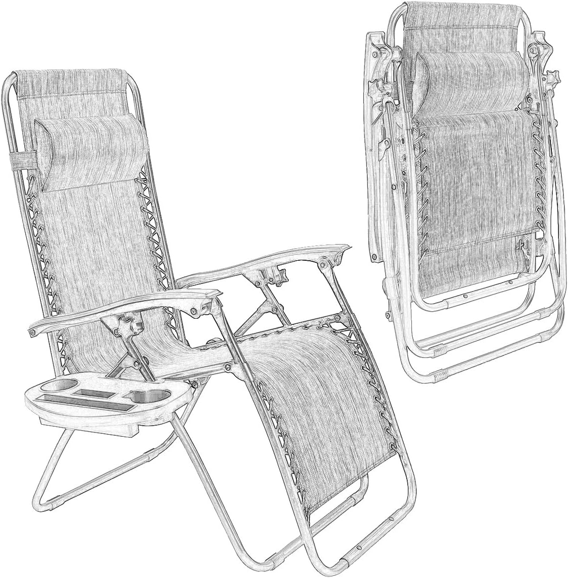 Goplus Zero Gravity Chair Set 2 Pack Adjustable Folding Lounge Recliners for Patio Outdoor Yard Beach Pool w/Cup Holder, 300-lb Weight Capacity (Light Blue) : Garden & Outdoor