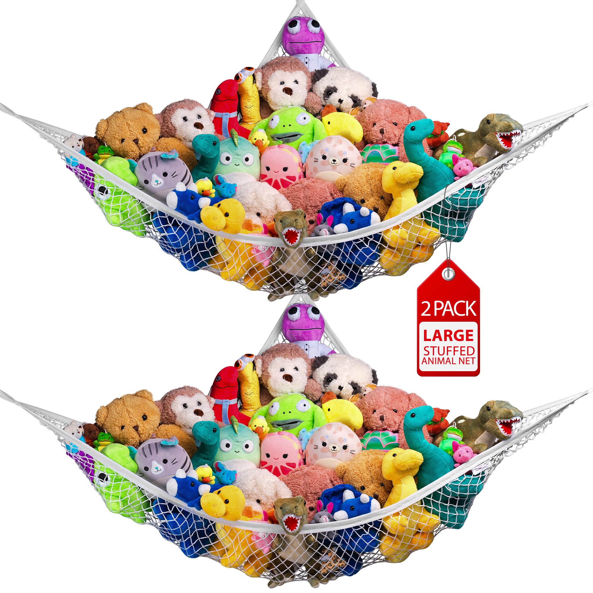 Handy Laundry Stuffed Animal Hammock Corner Net 2-Pack – Stuffed Animal Net & Mesh Toy Organizer for Kids Room – Flexible Storage for Plush Toys, Teddy Bears & Cuddly Favorites – Durable, Easy Install