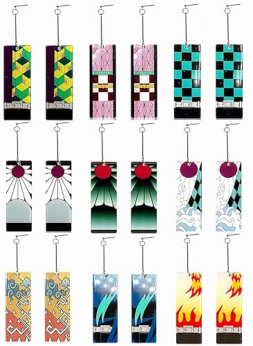 Tanjiro Earrings for Women, Anime Hanafuda Cosplay Dangle Earrings for Men  Kimetsu No Yaiba Anime Cosplay Earrings Christmas Gift for Girls (9PCS