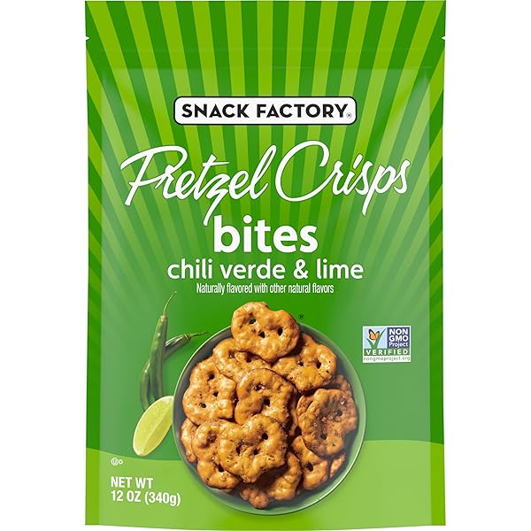 SNACK FACTORY PRETZEL CRISPS BITES, CHILI VERDE & LIME PRETZELS, 12 OZ BAG