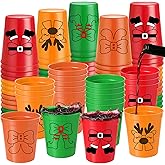 Potchen 48 Pack Christmas Party Plastic Cups Reusable 16 oz Red and Green Santa Cups Xmas Tumbler Holiday Drinking Cup Bulk Disposable Coffee Mug for Stadium Funny Christmas Party Supplies Winter Elf