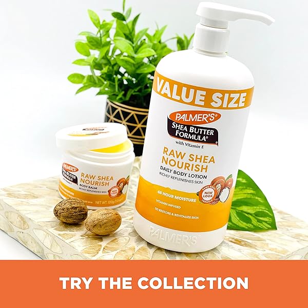 PALMER’S SHEA FORMULA RAW SHEA BODY LOTION FOR DRY SKIN, HAND & BODY MOISTURIZER, VALUE SIZE PUMP BOTTLE, 33.8 OUNCES (PACK OF 1)
