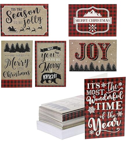 American Greetings Weihnachtskarten-Set – 48 Karten & Umschläge, 6 Designs, Für Weihnachten & Neujahr