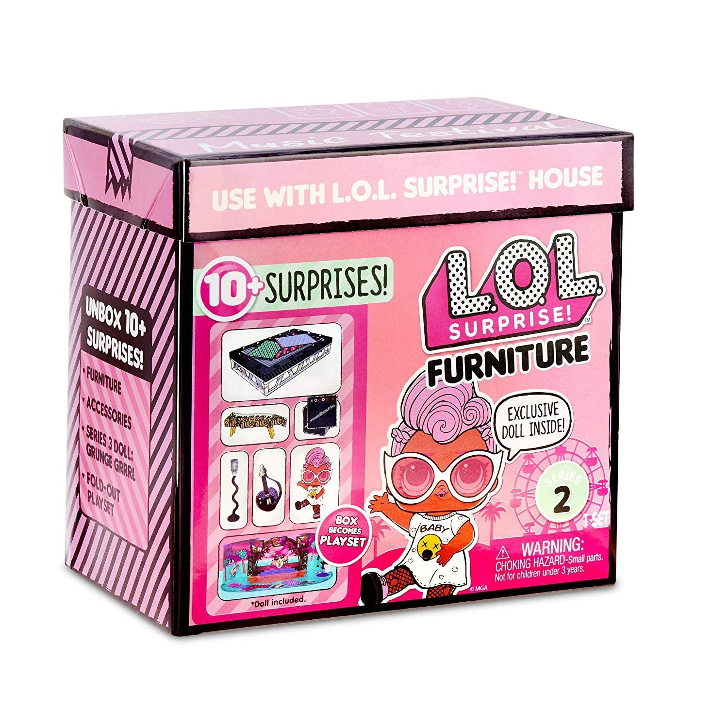 L.O.L. Surprise! 564935E7C Furniture - Doll Furniture and Collectible Figure with Accessories Music Festival with Grunge Grrrl, 10 Surprises