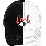 Concept One Disney's Cruella Two-Tone Cotton Adjustable Dad Hat with Curved Brim, Black and White, One Size