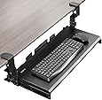 VIVO Large Under Desk Height Adjustable Ergonomic Keyboard Tray, C-clamp Mount System, 27 x 11 inch Slide-Out Platform Computer Drawer for Typing and Mouse Work, Black, MOUNT-KB05HB