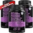 12-in-1 Melatonin Capsules - Melatonin 5mg Natural Sleep Aids for Adults - Magnesium Glycinate 500mg, Ashwagandha, L Theanine, Valerian Root, GABA, 5-HTP, Sleep Supplement for Adults (90 ct)