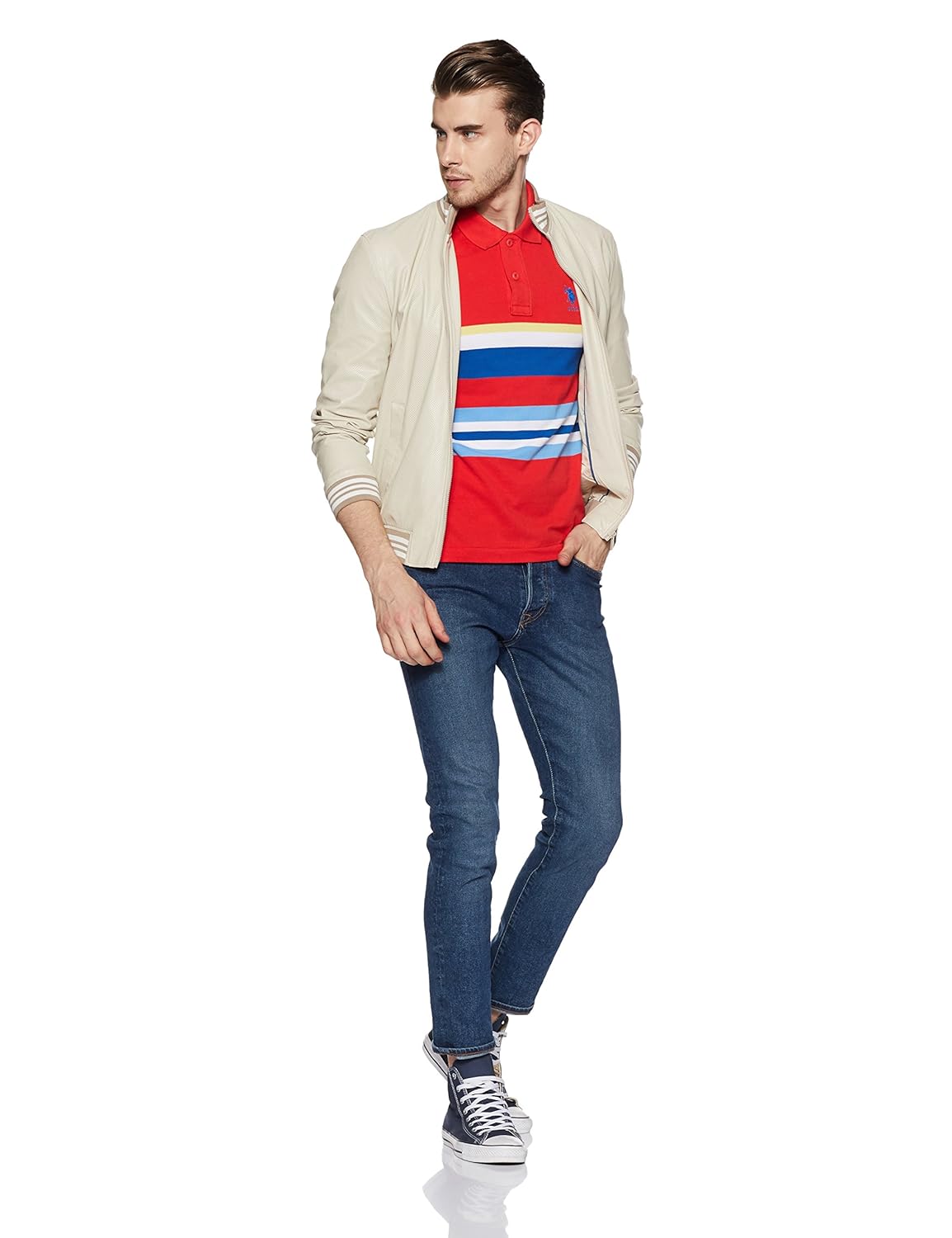 us polo association men's striped regular fit polo