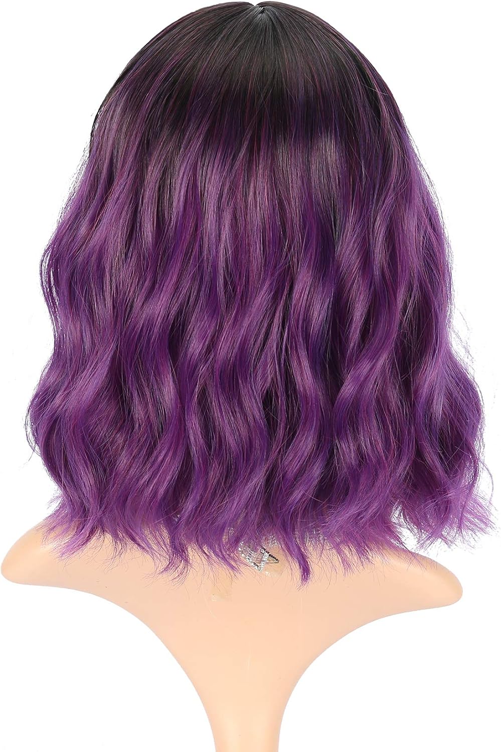 FAELBATY Purple Wig With Bangs Short Bob Synthetic Cosplay Wig for women Costume Wigs (12" Ombre Dark Purple Color) - Image 5