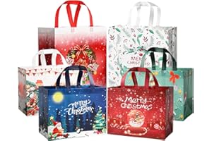 YANGTE Christmas Gift Bags Assorted Sizes 12 Pack - Extra Large and Large Gift Bags for Presents - Holiday Gift Bags for Marry Christmas Presents 4 Extra Large 15” and 4 Large 12”
