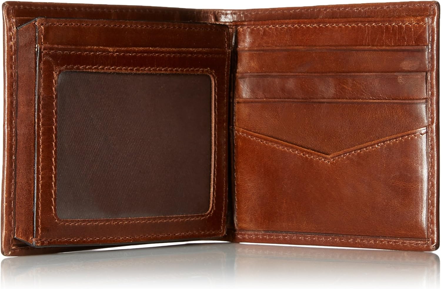 Fossil Men's Ryan Leather RFID Blocking Bifold Flip ID Wallet, Dark Brown, One Size at  Men’s Clothing store