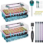 Hugbow Self-Watering Seed Starter Tray with Grow Light, 80-Cell Plant Starter Trays Seed Starter Kit, Seed Starter Tray for Seed Starting, Plant Germination & Seedling Growing, 2 Pack
