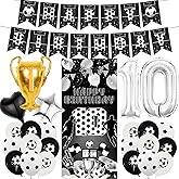 10th Birthday Party Decorations Balloons - 26 Pcs Soccer Birthday Banner Number Balloons Vertical Backdrop Door Wall Decor For Boys Girls Kids 10 Year Old Sports Themed Party Supplies