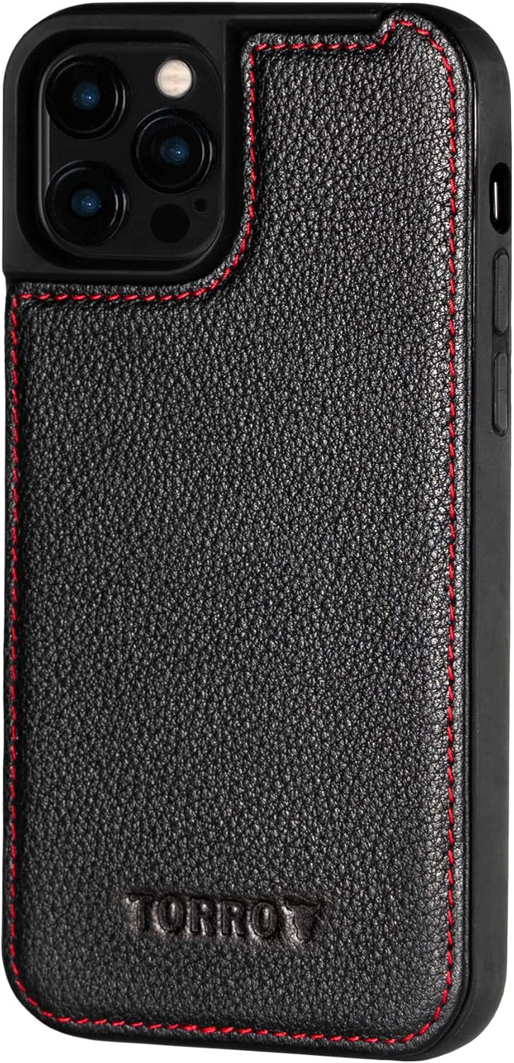 TORRO Phone Case Compatible With Apple iPhone 12 Pro Max Back Leather Bumper Case with Built-In MagSafe Connection (Black) - BigaMart TORRO Phone Case Compatible With Apple iPhone 12 Pro Max Back Leather Bumper Case with Built-In MagSafe Connection (Black) - BigaMart