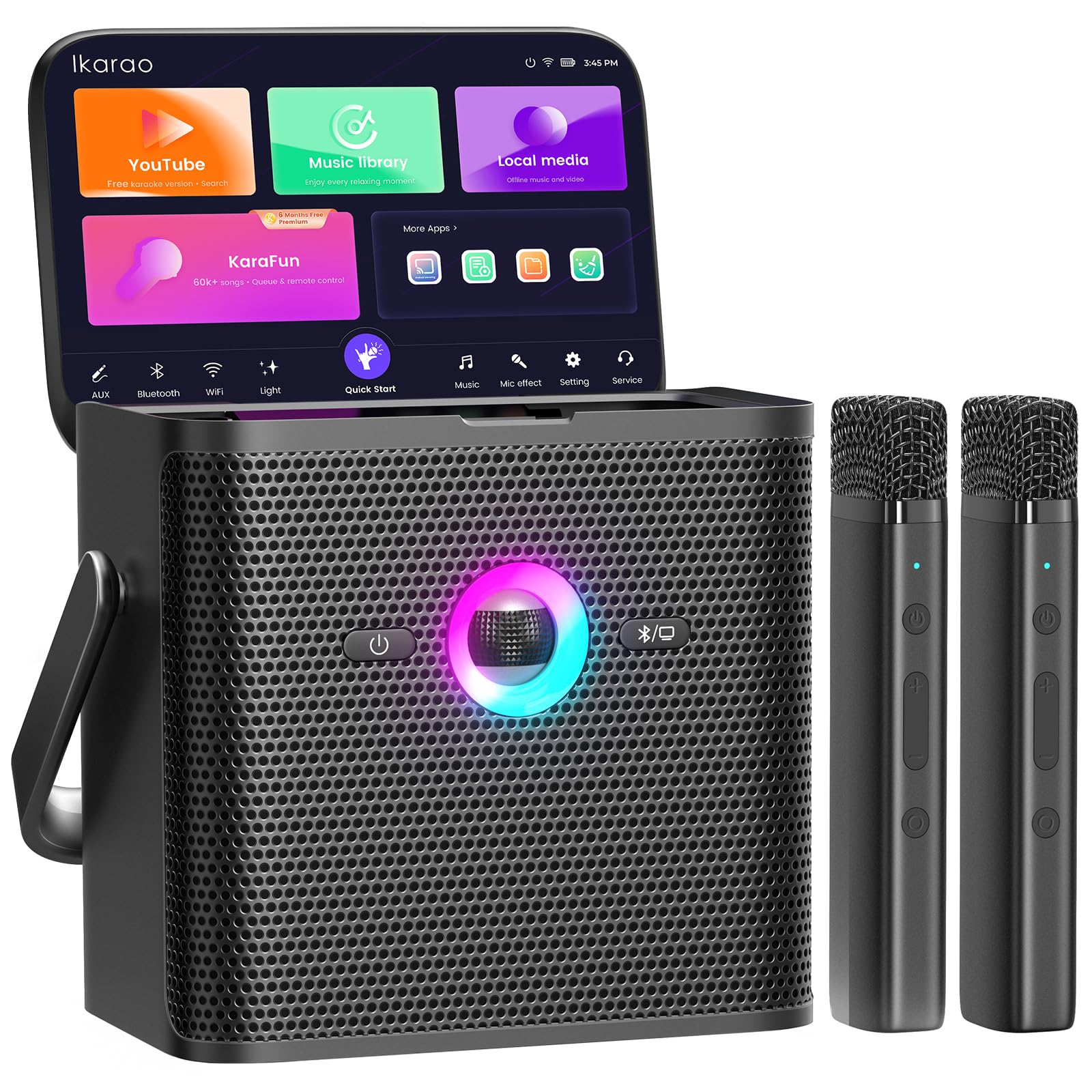 Photo 1 of NO PACKAGING**** Ikarao Karaoke Machine for Adults, with Lyrics Display Screen, 32GB Karaoke Tablet, 2 Wireless Microphones, Karaoke Speaker with Autotune EQ, Connect TV, Portable Karaoke System for Home Outdoor Party