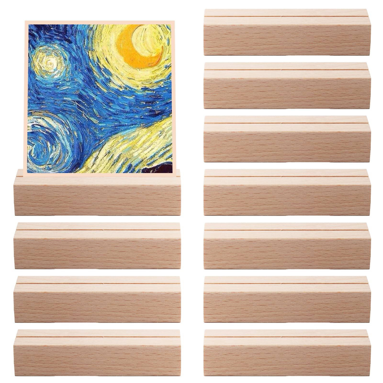 Tomoyuki Wood Place Card Holders, 10 Pcs Table Number Stands, Photo Name Postcard Menu Holders