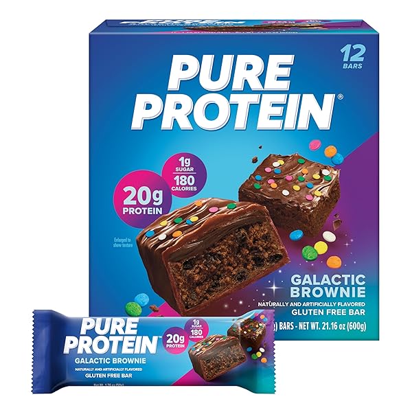 PURE PROTEIN GALACTIC BROWNIE BARS – 12 COUNT BOX | 20G HIGH PROTEIN, GLUTEN-FREE, ON-THE-GO SNACK | IDEAL PRE & POST-WORKOUT FUEL | LOW SUGAR, GREAT TASTE!