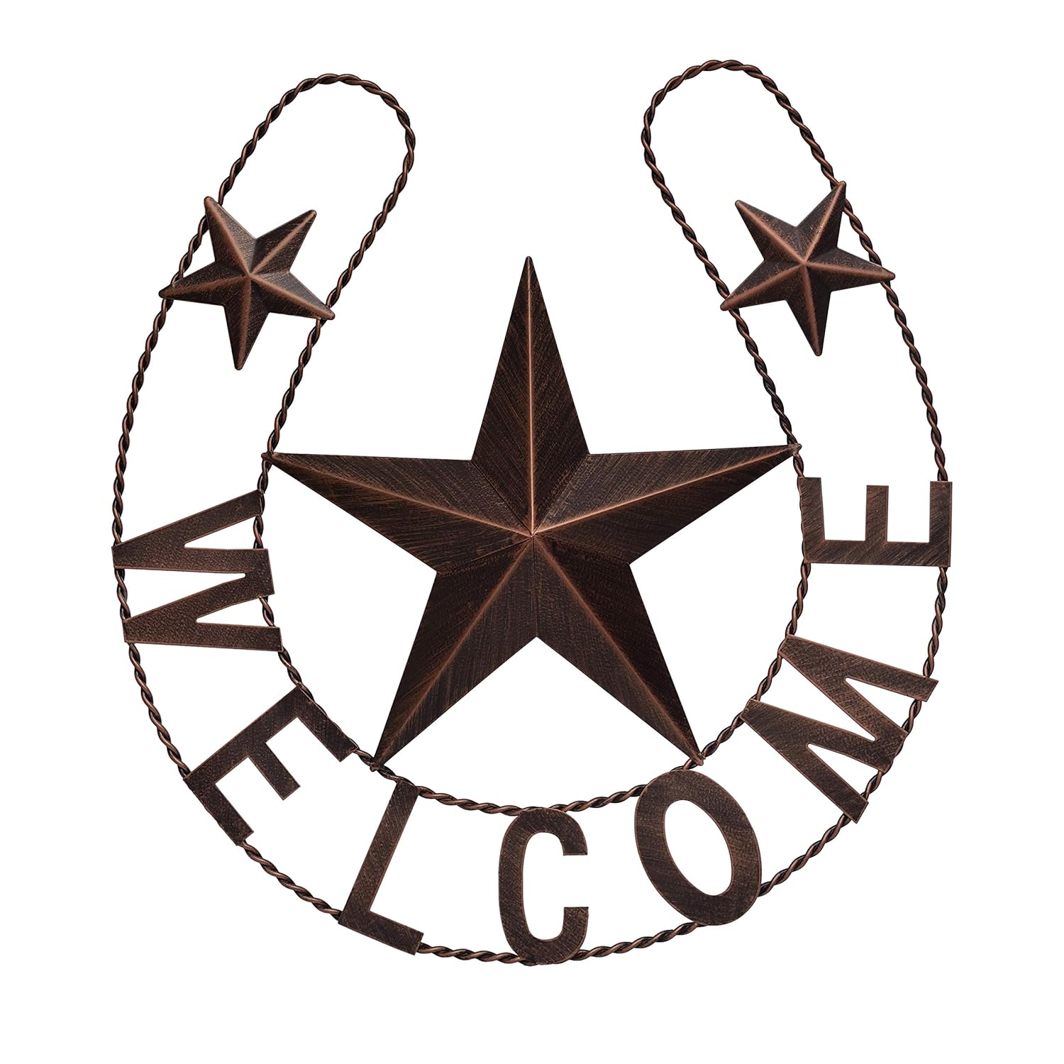 EBEI Metal Country Lucky Horseshoe Decor Rustic Western Home Wall Decor 19" Dark Brown Retro Metal Wall Hanging Decorations Saying Welcome