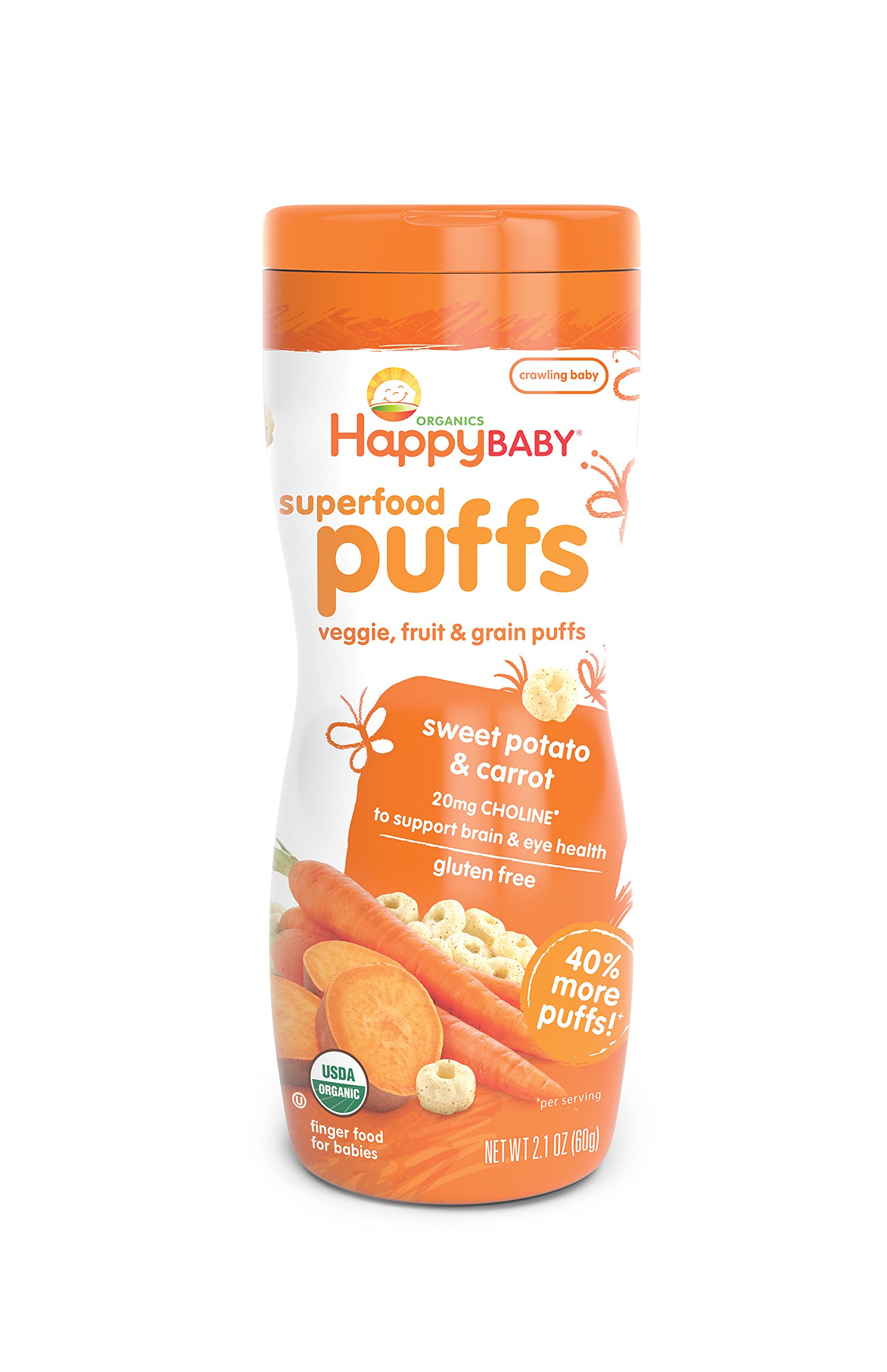 Happy Baby Organic Superfood Puffs Kale & Spinach, 2.1 Ounce Canister