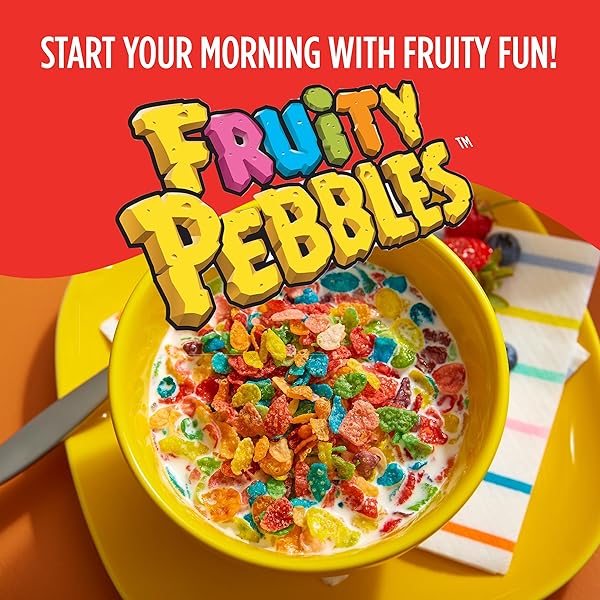 POST FRUITY PEBBLES MARSHMALLOW CEREAL, FRUITY KIDS CEREAL WITH MARSHMALLOWS, GLUTEN FREE, 18 OZ BOX