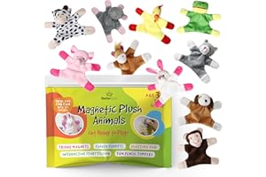 BETTERLINE Fun and Educational Animal Fridge Magnets for Kids -Soft Plush Magnetic Animal Characters for Learning and Play, Fridge Toys for Toddlers 1-3, Board Magnets, Locker Buddies