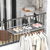 Tangkula Portable Clothes Drying Rack for Indoor &amp; Outdoor Use(Large) | 1.2&rdquo;-5.1&rdquo; Adjustable Hook Length for Window sills Radiators Handrails &amp; Guardrails | 2&rdquo; Hanging Space | Robust Aluminum Frame