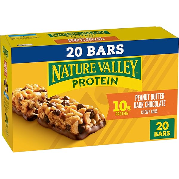 NATURE VALLEY PROTEIN CHEWY BARS, PEANUT BUTTER DARK CHOCOLATE, 20 COUNT, 28.4 OZ