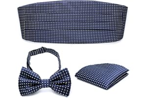 KOOELLE Cummerbunds Belt & Men's Bow Tie & Pocket Square - For Men's Black Tie Events