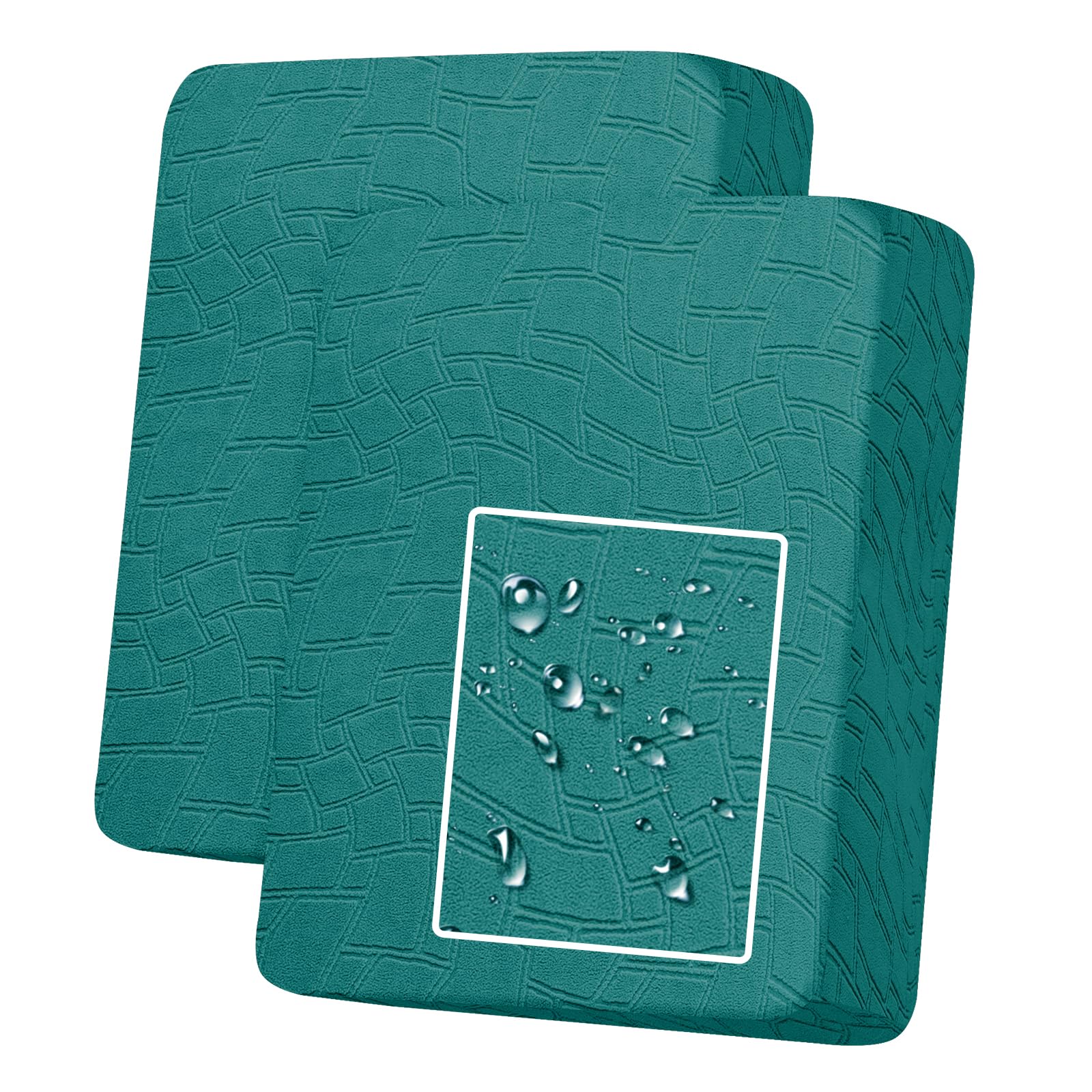 MAXIJIN Waterproof Sofa Seat Cushion Cover Jacquard Sofa Seat Cover Non-Slip Couch Seat Slipcover Protector Replacement for Individual Cushion with Elastic Bottom (Blackish Green, 1 Seater*2)