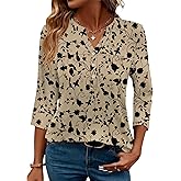 LOMON Womens Tops 3/4 Sleeve Botton Down Shirts Casual V Neck Tunic Blouses Pleated Fashion Summer Tees 2026 Trendy S-3XL