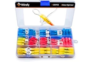 Wirefy 120 Wire Connectors Kit - Electrical Connectors Kit - Wire Terminal Connector - Marine Waterproof - Heat Shrink Butt Connector - Solder Seal - Crimp Connect Electric Wiring