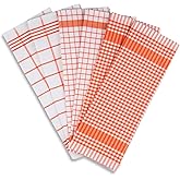 Dish Towels for Drying Dishes | Oeko-Tex Certified 100% Cotton Kitchen Towels | Multi-Purpose Tea Towels for Kitchen | Set of 6 Pieces - 18 x 26 Inches | Highly Absorbent and Lint Free (Bundle Orange)