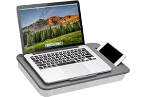 LAPGEAR Sidekick Lap Desk with Device Ledge and Phone Holder - Gray - Fits up to 15.6 Inch Laptops - Style No. 44215