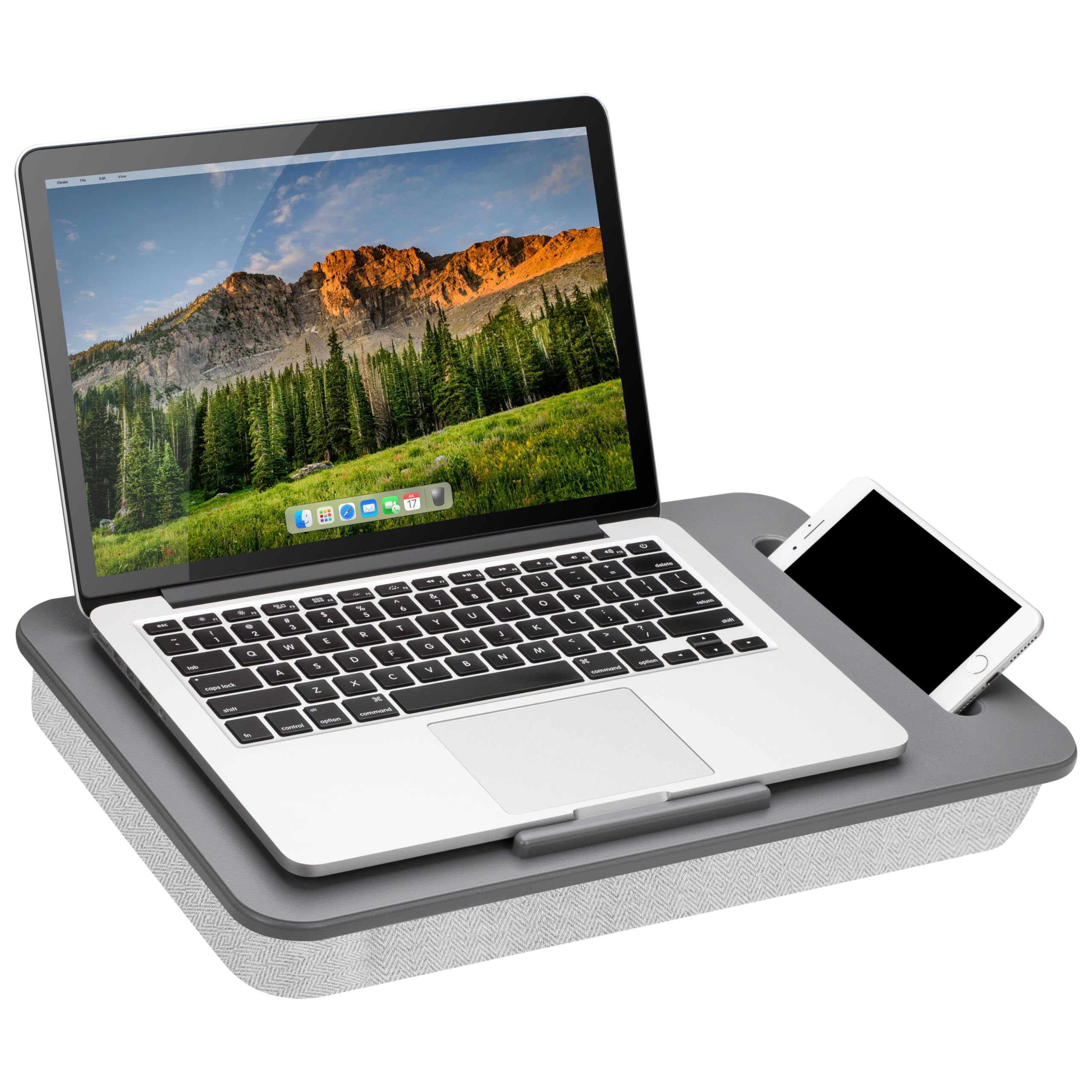 LAPGEAR Sidekick Lap Desk with Device Ledge and Phone Holder - Gray - Fits up to 15.6 Inch Laptops - Style No. 44215