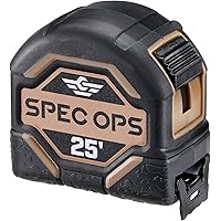 Spec Ops Tools 25-Foot Tape Measure, 1" Double-Sided Blade, Military-Grade Composite Case, 3% Donated to Veterans,