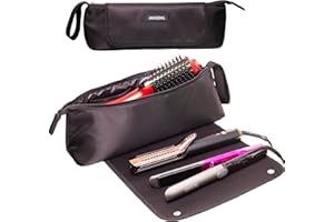 ANGENIL Large Capacity Hair Tools Travel Bag Heat Resistant Mat for Flat Irons, Curling Iron, Hot Air Brushes, Hair Dryer and Care Accessories, Portable Hot Tool Mat Bag 2 in 1