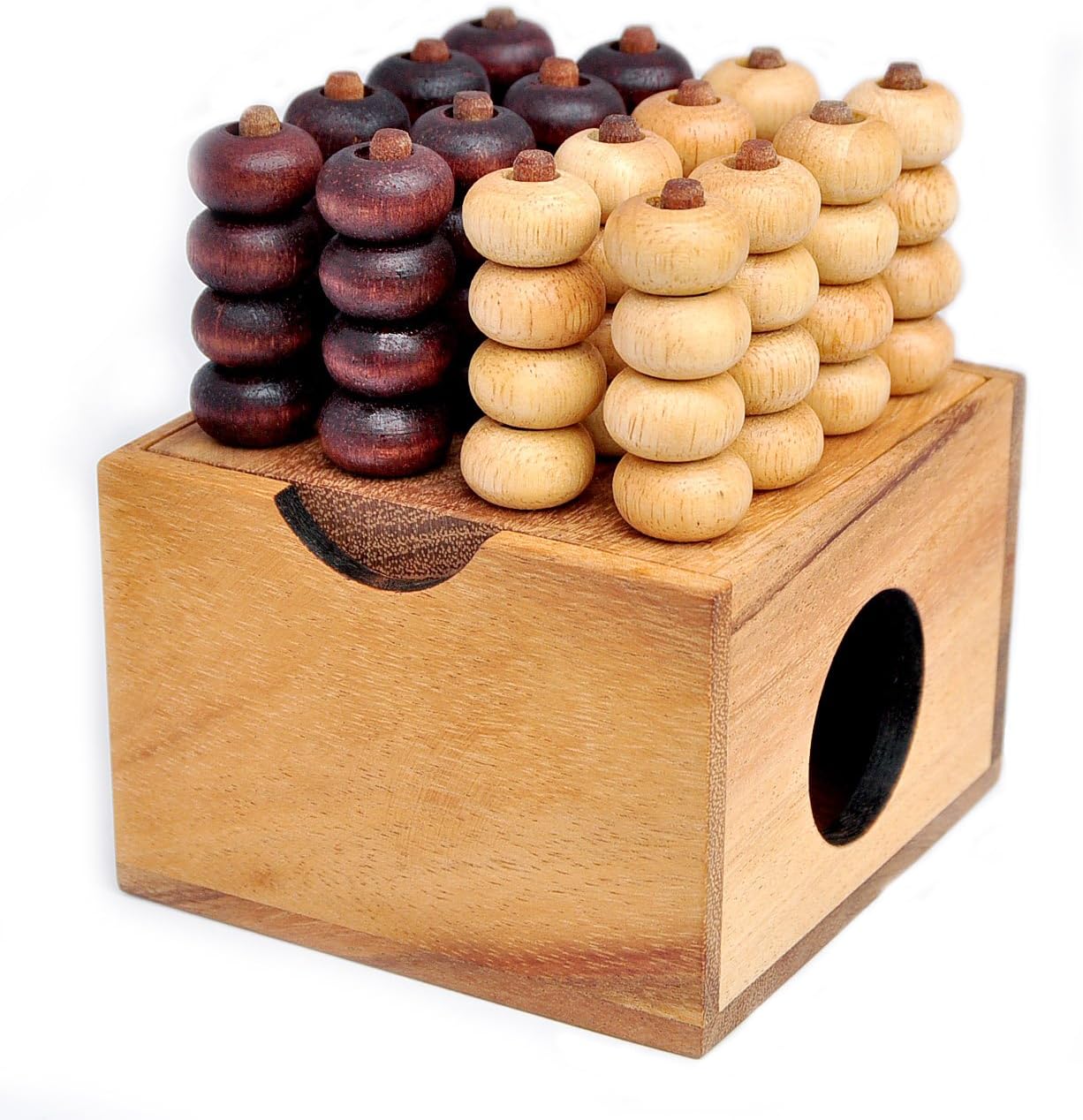 Logica Puzzles Art. 4 in a Row 3D - Board Game in Fine Wood - Strategy Game for 2 Players - Travel Version