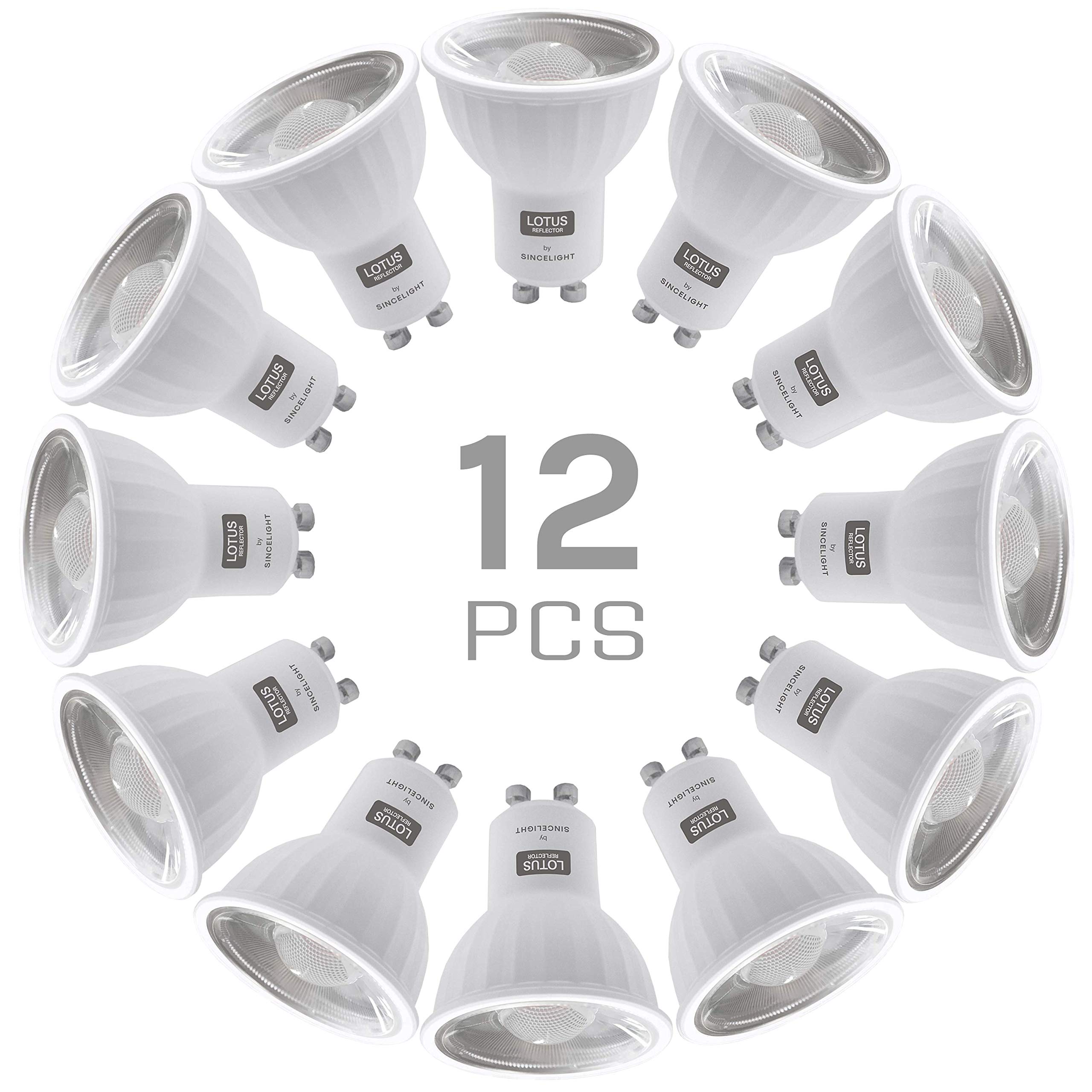 SINCELIGHT GU10 LED Spot Light Bulb 100° Beam Angle Floodlighting Reflector, 6W, RA≈92, Warm White 2700K, Non-Dimmable, 500 Lumens Equivalent to 50W Halogen, Pack of 12