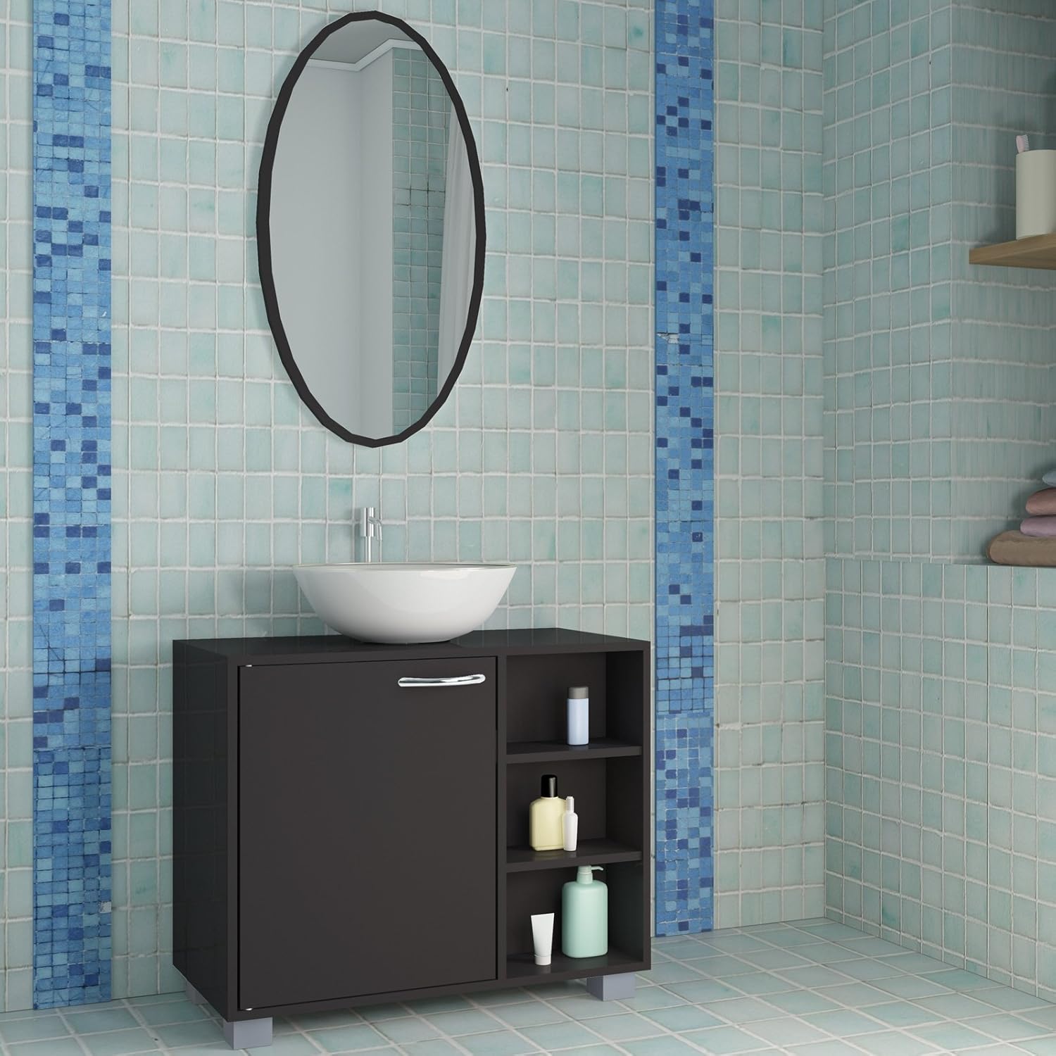 Choice Of Colours Aquamarin Under Sink Bathroom Storage Cabinet 60 X 51 X 31 Cm Floor Standing Storage Cupboard Basin Unit