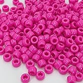 MIIIM 1200PCS 6x9mm Pony Beads Bulk, Hot Pink Pony Beads for Bracelets Making Kit, Kandi, Hair Braids Crafts for Jewelry Making (Hot Pink)