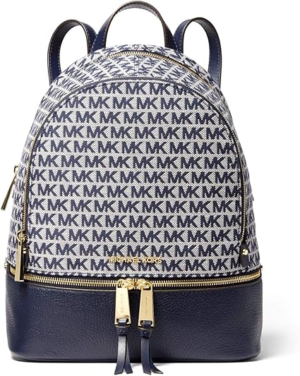rhea medium striped logo and leather backpack
