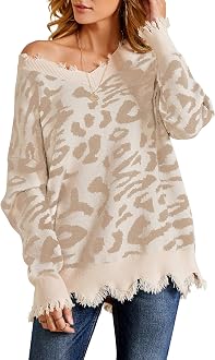 Foshow Womens Leopard Print Distressed 