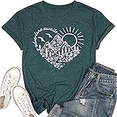 Adventure Awaits T-Shirt Women Outdoor Graphic Tee Shirt Nature Hiking Camping Tee Shirts Travel Shirt