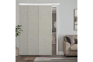 Heefen Adjustable Panel Track Blinds Manual Blackout Vertical Blinds for Sliding Door (Blackout - Linen Beige, 74" W x 96" H)