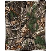 Sara Nell Camo Throw - Realistic Tree Camo gift for Hunters, Green Brown, 60"x50"
