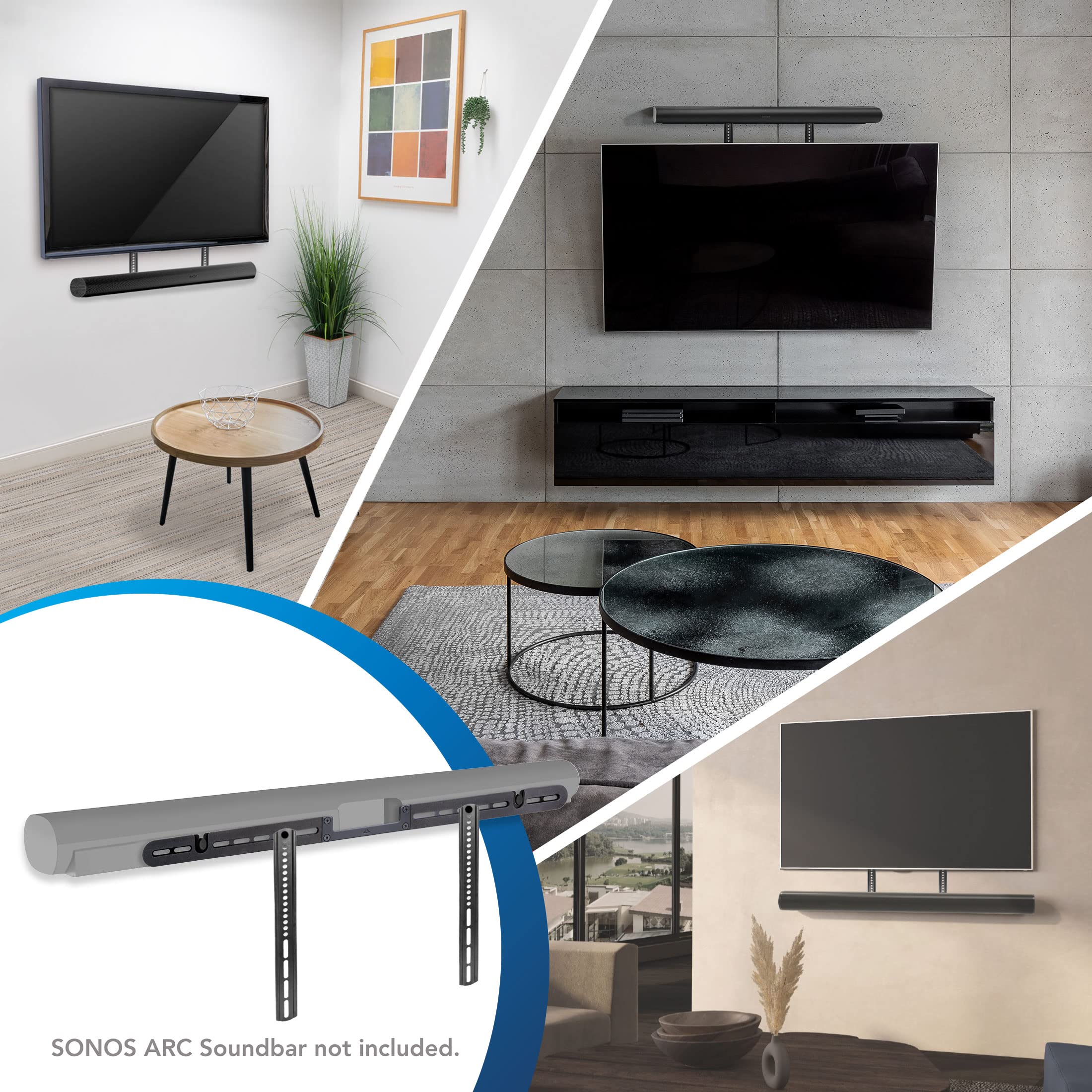 Mount-It! TV Speaker Bracket Compatible with Sonos Arc Soundbars | Soundbar Mount for TV to Achieve Directional Sound All Around, Designed for Compatibility with Sonos Arc