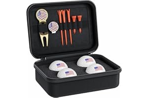 Jiskan Golf Gifts for Men and Women, Golf Accessories Set with Hi-End Case, Golf Balls, Rangefinder, Golf Tees, Brush, Multifunctional Divot Knife, Scorer, Golf Ball Clamp