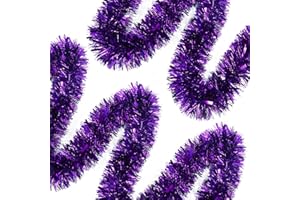 OHIYOO 50 FT Purple Tinsel Garland Christmas Tinsel Garland Xmas Tree Decorations Metallic Twist for Christmas Tree New Year Holiday Birthday Party Decorations (3.54" x 50', Purple)
